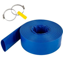100FT PVC Lay Flat Backwash Drain Hose with Clamps – Heavy Duty, Weatherproof