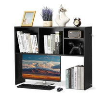 Desktop Bookshelf 1-Tier Wood Display Shelf Organizer (Black)