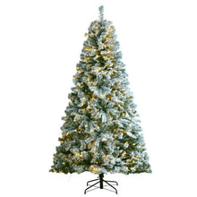 Prelit Flocked Artificial Christmas Tree Xmas with 550 White LED Lights Decoration (7.5FT)