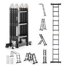 7-In-1 Folding Ladder 12 FT Extension Ladder A-Frame Telescoping Ladder with Scaffolding Plank 330 LB Capacity