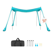 10 x 10 ft Beach Tent Sun Shelter UPF50+ Sun Protection 6.6 ft Tall with Sandbags for Family Outings Camping (Green)
