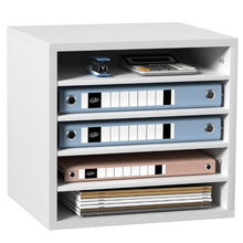 13.9" x 12" x 13" Literature Organizer 5-Compartment Office Mailbox with Adjustable Shelves for Office Home Classroom Mailrooms (White)