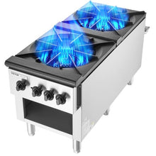 Commercial 2-Burner Gas Stove 180,000 BTU Propane/Natural Gas Range Stainless Steel