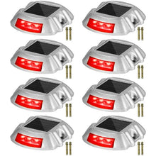 8-Pack Solar Driveway Lights, Waterproof LED Red for Pathway & Walkway