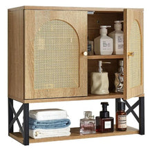 Bathroom Wall Cabinet with 2 Doors Adjustable Shelf Over-the-Toilet Storage Wall-Mounted Organizer for Laundry Kitchen Restroom
