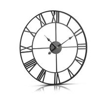 Wall Clock 24" Roman Numeral Wall Clock, Silent Battery Operated Round Clock (Black)