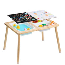 Toddler Sensory Table with 3 Storage Bins & Double-Sided Board Indoor/Outdoor Play – Wooden Table for Drawing & Studying