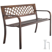 46-Inch Outdoor Bench Carbon Steel Frame with PVC Mesh Backrest – Weatherproof for Patio Garden Park Yard Front Porch Antique Bronze