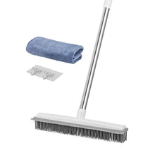 Pet Hair Removal Broom with Adjustable Handle & Built-in Squeegee for Furniture & Floors