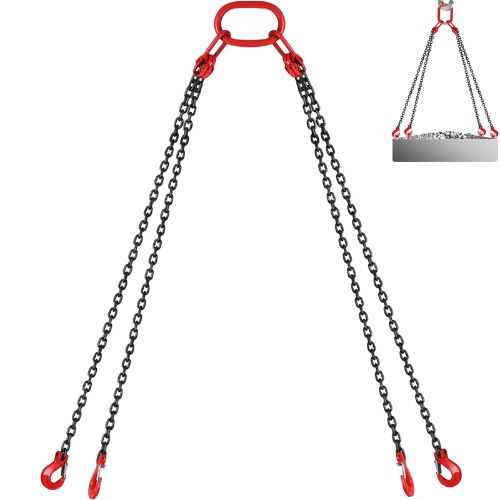 10ft Lifting Chain Sling with 4 Leg Grab Hooks and Adjuster