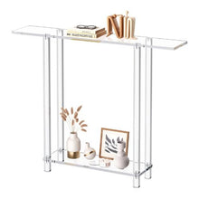 2-Tier Narrow Acrylic Console Table with Open Storage Clear Modern Entryway Side Desk