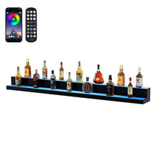 72 Inch LED Lighted Liquor Bottle Display and 2 Tiers with RF Remote & App Control, and Multicolor lighting