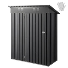 5 x 3 FT Metal Garden Shed Lockable Door 2 Louver Vents Sloped Roof Outdoor Storage (Gray)