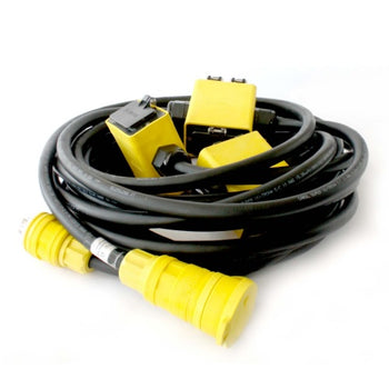 50 ft Quad Stingers 30A Nema L21-20 with 12/5 SOOW Cable Yellow QS125B050AMBFB