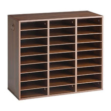 Wood Literature Organizer 27 Compartments Adjustable Shelves Countertop File Sorter (Brown)