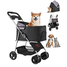 4 Wheels Dog Stroller With 35lbs Detachable Carrier GS302