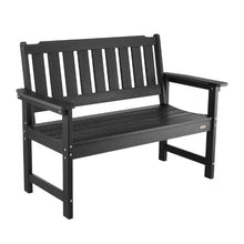 50.5-Inch Outdoor Bench 800 lbs Capacity Weatherproof Plastic Frame with Backrest and Armrests – Ideal for Patio Garden Yard Black