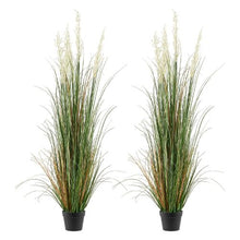 59 Inch Faux Reed Flower Grass in Pots, 2-Pack – Lush Artificial Greenery for Indoor/Outdoor Décor