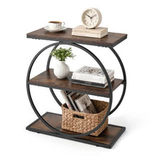 Rustic Brown 3-Tier Nightstand Side Table