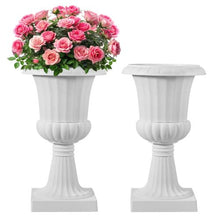 26.4" Plastic Urn Planters Classic Flower Pots for Indoor & Outdoor Décor (Set of 2) White