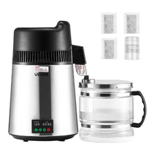 6L Water Distiller 1.6 Gallon Pure Water Purifier for Home 900W Glass Pot Distilled Maker with Stainless Steel Interior - (Silver)