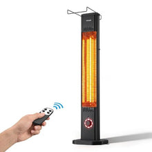 Infrared Heater 1500W Electric Space Heater 8 Heat Settings Remote 8H Timer (Black)