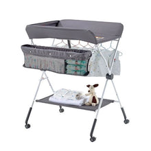 Multi-Functional Baby Changing Table Foldable Portable Diaper Station with Adjustable Height Wheels & Storage Organizer (Dark Gray)