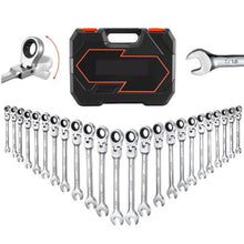 24-Piece Flex-Head Ratcheting Wrench Set SAE & Metric 72-Tooth Cr-V Steel with Case
