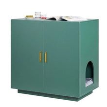 31.5-Inch Cat Litter Box Enclosure Hidden Wooden Cabinet with Ventilation Holes Double Doors Fits Most Litter Boxes