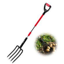 4-Tine Garden Fork – Heavy Duty 45" Fiberglass Handle Spading Fork for Digging Composting & Aeration