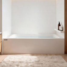 71.9" x 32" Contemporary Alcove Acrylic Bathtub Soaking Tub with Right Hand Drain Overflow Hole Integral Flange (White)