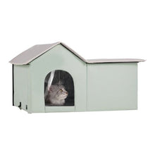 Heated Outdoor Cat House with Adjustable Temperature Foldable Shelter Heated Pad for Winter Green (Large)