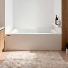 48" x 30" Contemporary Alcove Acrylic Bathtub Soaking Tub with Right Hand Drain Overflow Hole Integral Flange (White)