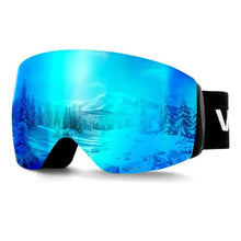 Frameless Ski Goggles with Blue Revo Spherical Lens OTG Anti-Fog for Men, Women & Youth