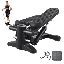 Mini Stair Stepper – Hydraulic Fitness Stepper with Resistance Bands Full Body Workout LCD Monitor 330LBS Capacity