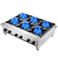 Commercial 6-Burner Gas Stove 168,000 BTU Propane/Natural Gas Range Stainless Steel