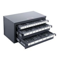 Drill Bit Dispenser Cabinet 3-Drawer Organizer for 1/16"–1/2" Steel Drill Bits Stackable with Labels