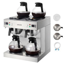 Commercial Drip Coffee Maker 24 Cups 4 Carafes Dual-Head Brewer Stainless Steel for Restaurant & Office