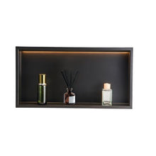 13 x 25 Inch LED Shower Niche Stainless Steel Recessed Wall Shelf Waterproof (Black)