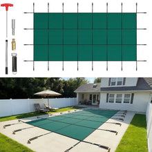 16 x 36 ft Rectangle Pool Safety Cover Mesh Winter Cover with Drainage Holes for Inground Pools (Green)