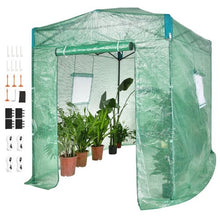 8.7 x 6 x 7.6' Ft High Strength PE Cover with Doors and Windows and Powder-Coated Steel Frame Pop Up Greenhouse WGH-8692-PE-75