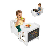 Montessori 3-in-1 Toddler Table & Chair Set with Chalkboard Adjustable Height (White)