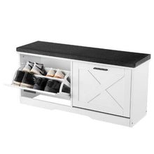39.4 x 12.0 x 18.7 In Entryway Shoe Storage Bench with Flip Drawers for Hallway Living Room Bedroom (Black + White)