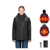 7.4V Battery Women’s Heated Jacket with Soft Shell Electric Heating Coat, 5 Heating Zones, 3 Heat Settings, Machine Washable, Size S, Black
