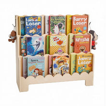 3-Tier Montessori Bookshelf with Front Facing Design & Dual Hooks
