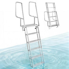 6-Step Dock Ladder 81.3" Flip-Up Aluminum Alloy Pontoon Boat Swim Ladder 350 lbs Weight Capacity