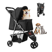 35lbs Pet Stroller Foldable 3 Wheels Dog Stroller with Brake up to Travel Camp GS301