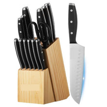 15-Piece High Carbon Stainless Steel Knife Set with Sharpener & Wooden Block