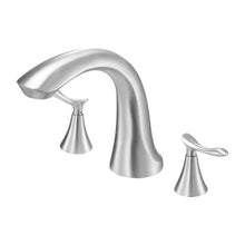Roman Tub Faucet 3-Hole Waterfall Faucet Gooseneck Spout 2 Handles Deck Mount Brushed Stainless Steel