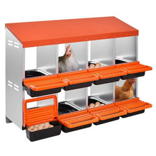2-Tier Chicken Nesting Box 8-Compartment Metal Roll-Out Egg Box for Hens Ducks & Poultry